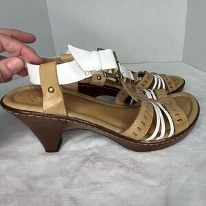 Leather Open Toed Heeled sandal with adjustable ankle strap